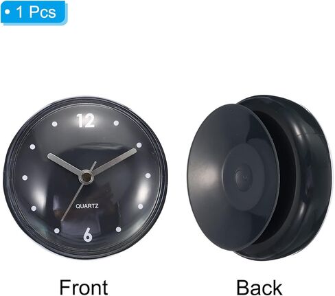 Waterproof Bathroom Clock, Battery Operated Silent Mini Wall Clocks with Black Suction Cup for Shower Kitchen Home Decoration, Black in Saudi Arabia