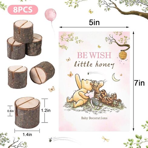 8Pcs Winnie Baby Shower Centerpieces Wooden Stands for Kidss Pink Classic Party Table Decorations Double Side Winnie Themed Party Supplies Vintage Winnie party Favors in Saudi Arabia