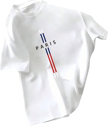 Men's Striped Graphic Tees Letter Print Short Sleeve Tee Shirts Summer Casual T-Shirt in Saudi Arabia
