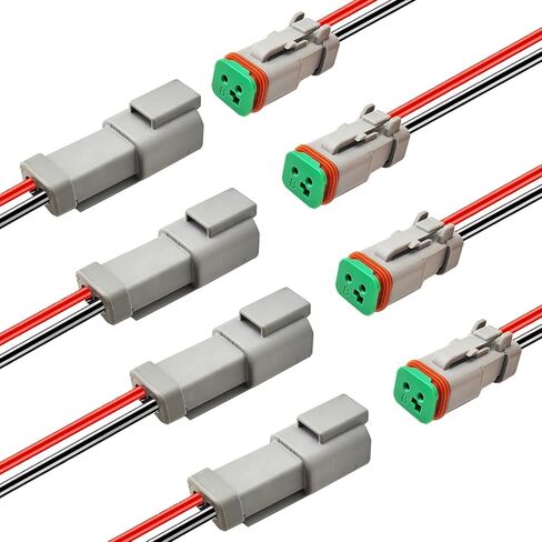 14 AWG 2 دبوس DT موصل، 2 سلك موصلات كهربائية مقاومة للماء للسيارات، 14 مقياس ذكر وأنثى توصيل سريع لقارب شاحنة السيارة - 4 عبوات in Kuwait