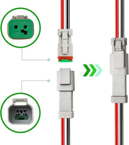 14 AWG 2 دبوس DT موصل، 2 سلك موصلات كهربائية مقاومة للماء للسيارات، 14 مقياس ذكر وأنثى توصيل سريع لقارب شاحنة السيارة - 4 عبوات in Kuwait