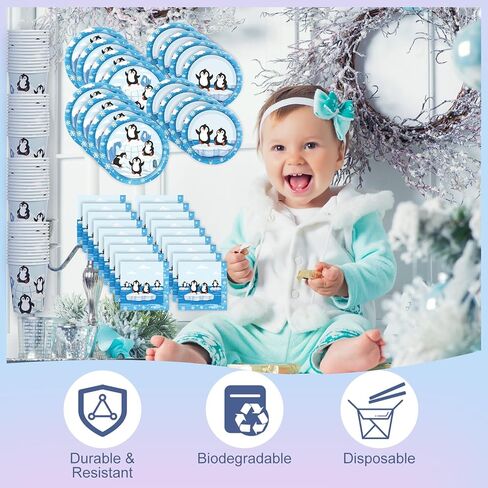 Zubebe 120 Pieces Skiing Birthday Party Supplies Set for 24 Guests, Skiing Paper Plates (7 and 9 Inch), Cups, Forks, Paper Napkins, Disposable Skiing Theme Dinnerware for Party Decorations in Kuwait