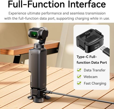 Ulanzi PK-11 Pocket 3 قاعدة محول الشحن لـ DJI Osmo Pocket 3 ، منفذ الوظيفة الكاملة من النوع C مع ثقب المسمار 1/4 ، التوافق: Osmo Pocket 3 ، Black in Saudi Arabia