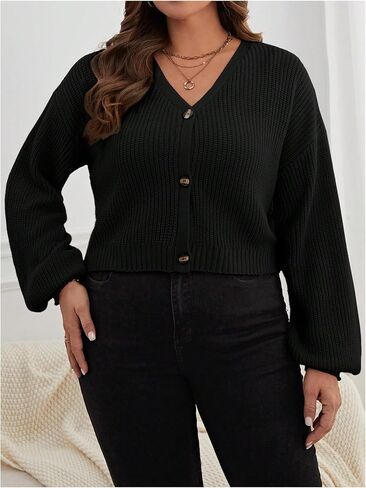 Floerns Women's Plus Size Button Down Cardigan Sweater V Neck Long Sleeve Knitwear in Saudi Arabia