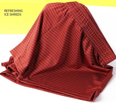 TAPUU Mens Micro-Mesh Stripe Boxer Ice Silk Pajama Shorts with Lining Pouch in Saudi Arabia