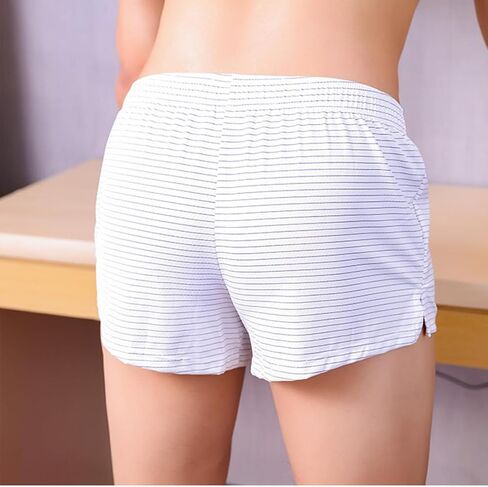 TAPUU Mens Micro-Mesh Stripe Boxer Ice Silk Pajama Shorts with Lining Pouch in Saudi Arabia