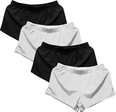 TAPUU Mens Micro-Mesh Stripe Boxer Ice Silk Pajama Shorts with Lining Pouch in Saudi Arabia