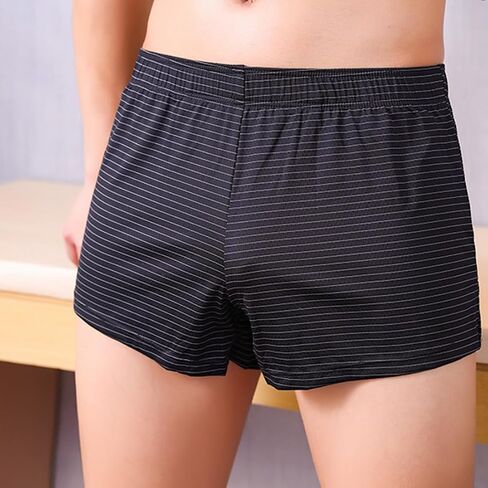 TAPUU Mens Micro-Mesh Stripe Boxer Ice Silk Pajama Shorts with Lining Pouch in Saudi Arabia