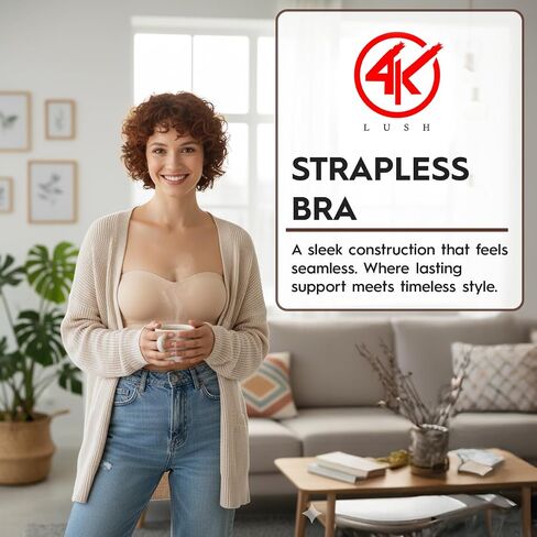 Strapless Bra for Women - Everyday Bras with Wireless Straps, Non-Slip Grip - Comfortable Bras for Women in Saudi Arabia