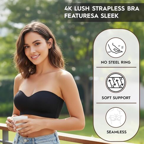 Strapless Bra for Women - Everyday Bras with Wireless Straps, Non-Slip Grip - Comfortable Bras for Women in Saudi Arabia