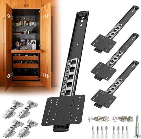 شرائح باب الجيب، مجموعة أجهزة منزلق الباب المحوري، مجموعة أدوات باب جيب الخزانة مناسبة للباب الداخلي، باب الخزانة (أسود، 20 بوصة قطعتان) in Kuwait