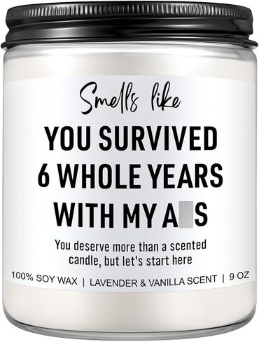 6 Year Anniversary Candle for Him, Her - 6th Anniversary Iron Gifts for Women, Men, Wife, Husband - 6 Year Wedding Anniv. Gifts for Couple - 6 Years of Marriage Presents in Saudi Arabia