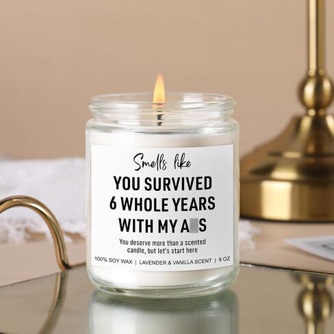 6 Year Anniversary Candle for Him, Her - 6th Anniversary Iron Gifts for Women, Men, Wife, Husband - 6 Year Wedding Anniv. Gifts for Couple - 6 Years of Marriage Presents in Saudi Arabia