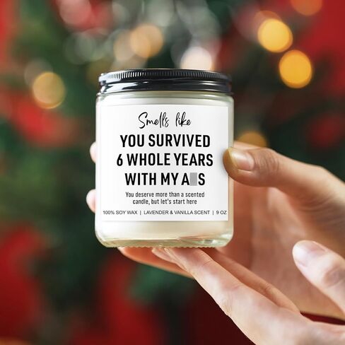 6 Year Anniversary Candle for Him, Her - 6th Anniversary Iron Gifts for Women, Men, Wife, Husband - 6 Year Wedding Anniv. Gifts for Couple - 6 Years of Marriage Presents in Saudi Arabia