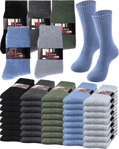 Toulite 40 Pairs Mens Thermal Winter Socks Bulk Soft Thermal Socks for Men Warm Thick Cozy Boot Socks Thick Warm Winter Socks Winter Hiking Socks for Homeless Care in Saudi Arabia