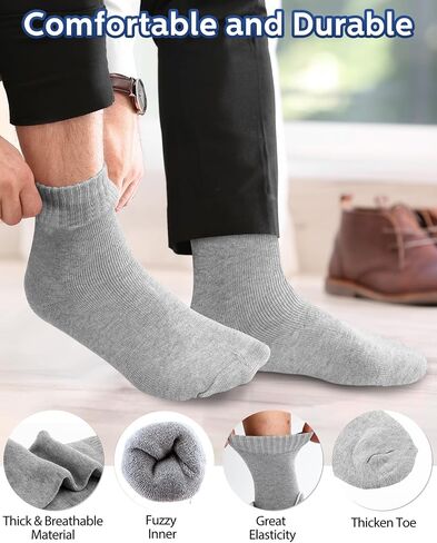 Toulite 40 Pairs Mens Thermal Winter Socks Bulk Soft Thermal Socks for Men Warm Thick Cozy Boot Socks Thick Warm Winter Socks Winter Hiking Socks for Homeless Care in Saudi Arabia