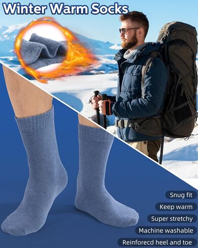 Toulite 40 Pairs Mens Thermal Winter Socks Bulk Soft Thermal Socks for Men Warm Thick Cozy Boot Socks Thick Warm Winter Socks Winter Hiking Socks for Homeless Care in Saudi Arabia