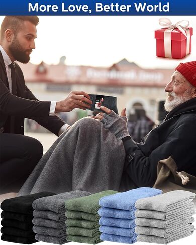 Toulite 40 Pairs Mens Thermal Winter Socks Bulk Soft Thermal Socks for Men Warm Thick Cozy Boot Socks Thick Warm Winter Socks Winter Hiking Socks for Homeless Care in Saudi Arabia