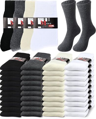 Toulite 40 Pairs Mens Thermal Winter Socks Bulk Soft Thermal Socks for Men Warm Thick Cozy Boot Socks Thick Warm Winter Socks Winter Hiking Socks for Homeless Care in Saudi Arabia
