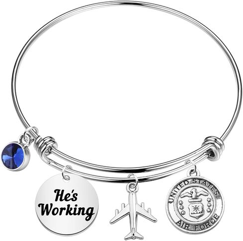 FAADBUK Air Force Officer Appreciation Gift Safety Gift Air Force Charm Bracelet for USAF Wife Girlfriend in Saudi Arabia