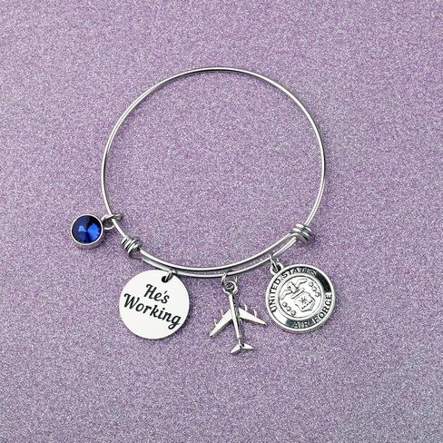 FAADBUK Air Force Officer Appreciation Gift Safety Gift Air Force Charm Bracelet for USAF Wife Girlfriend in Saudi Arabia