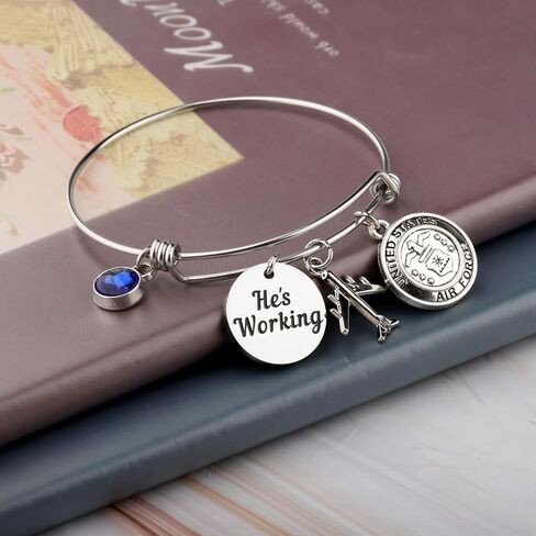 FAADBUK Air Force Officer Appreciation Gift Safety Gift Air Force Charm Bracelet for USAF Wife Girlfriend in Saudi Arabia