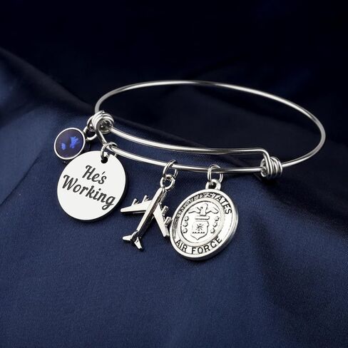 FAADBUK Air Force Officer Appreciation Gift Safety Gift Air Force Charm Bracelet for USAF Wife Girlfriend in Saudi Arabia