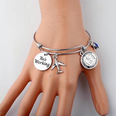 FAADBUK Air Force Officer Appreciation Gift Safety Gift Air Force Charm Bracelet for USAF Wife Girlfriend in Saudi Arabia