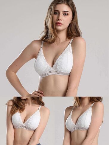 Women Lace Deep V Bra No Padding No Underwire Bralettes in Saudi Arabia