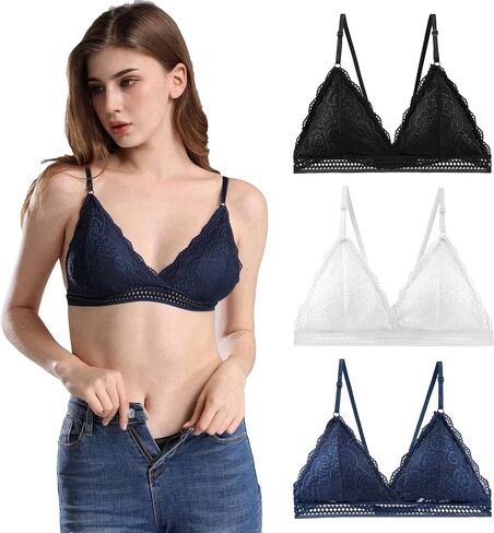 Women Lace Deep V Bra No Padding No Underwire Bralettes in Saudi Arabia