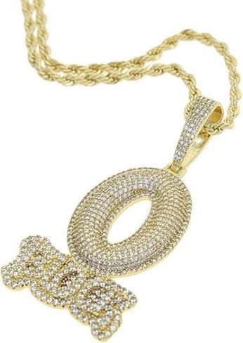 Hip-hop BLOCK Copper Inlaid Zircon 18k Gold-plated Necklace Pendant with 3mm 24-inch Stainless Steel Chain Charm for Man in Saudi Arabia