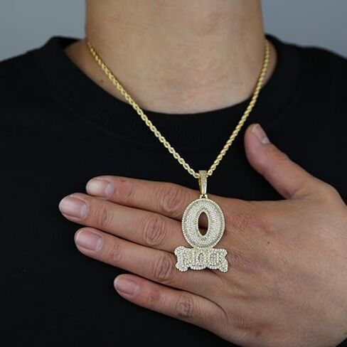 Hip-hop BLOCK Copper Inlaid Zircon 18k Gold-plated Necklace Pendant with 3mm 24-inch Stainless Steel Chain Charm for Man in Saudi Arabia