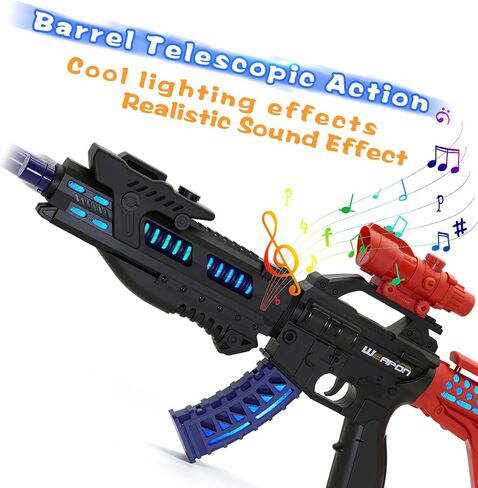 Zanktony Sound Light Toy Gun - with Unique Barrel Telescopic Action - Cool Lighting and Sound Effects–Sturdy Gift Box for Birthday Present for Boys Girls Age 3+ (Batteries Not Included) in Saudi Arabia