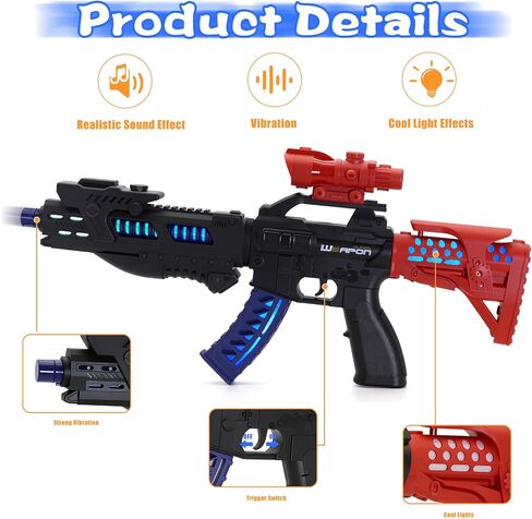 Zanktony Sound Light Toy Gun - with Unique Barrel Telescopic Action - Cool Lighting and Sound Effects–Sturdy Gift Box for Birthday Present for Boys Girls Age 3+ (Batteries Not Included) in Saudi Arabia