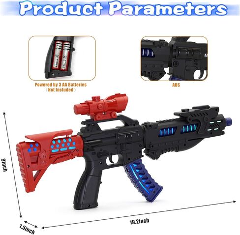 Zanktony Sound Light Toy Gun - with Unique Barrel Telescopic Action - Cool Lighting and Sound Effects–Sturdy Gift Box for Birthday Present for Boys Girls Age 3+ (Batteries Not Included) in Saudi Arabia