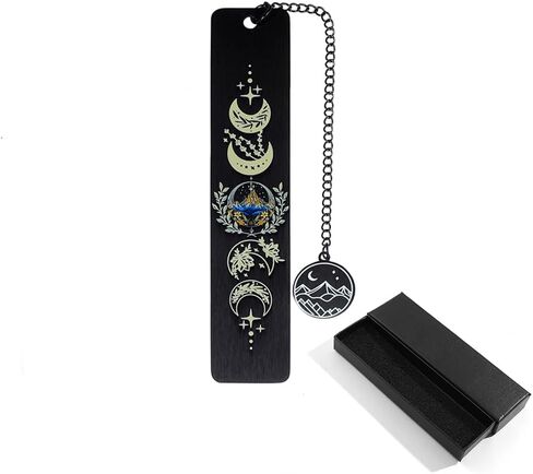 Acotar Creative Inspirational Bookmark - Stainless Steel Moon and Mountains Bookmarks with Chain Tassel, Reading Office Gift for Men Women Book Lovers (Mountain Moon 5) in Kuwait