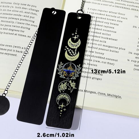 Acotar Creative Inspirational Bookmark - Stainless Steel Moon and Mountains Bookmarks with Chain Tassel, Reading Office Gift for Men Women Book Lovers (Mountain Moon 5) in Kuwait