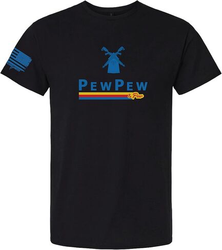 American Armory PewPew and Pew Dutch Coffee Brothers 2a Patriotic Style Graphic T-Shirt, w/Flag Sleeve Print in Saudi Arabia