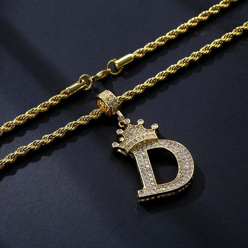 قلادات CroInitial wGold n للرجال والنساء قلادة بحرف أنيق، قلادة بحرف تاج مطلية بالذهب عيار 18 قيراط مع سلسلة 23 بوصة، قلادة الاسم، قلادة بحرف أنيق in Saudi Arabia