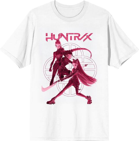 تي شيرت Kpop Demon Hunters Huntrix مكدس على أبيض بأكمام قصيرة للبالغين in Saudi Arabia