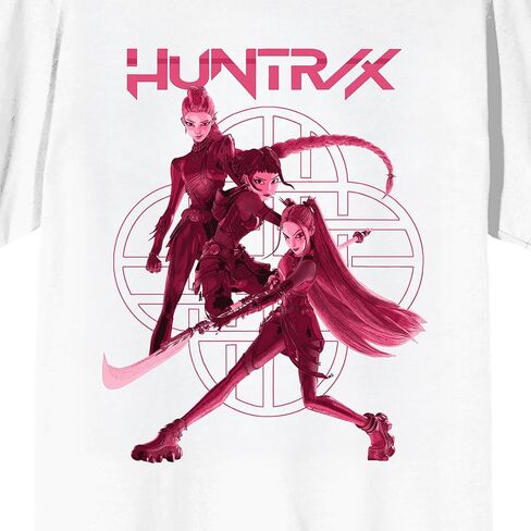 تي شيرت Kpop Demon Hunters Huntrix مكدس على أبيض بأكمام قصيرة للبالغين in Saudi Arabia