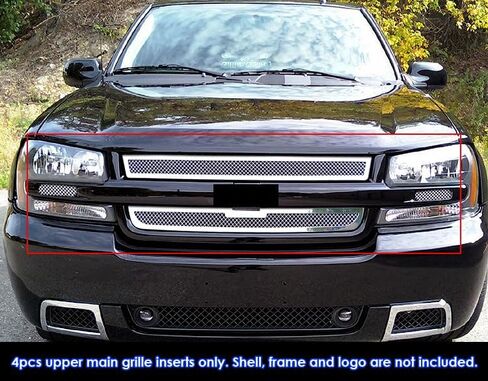 APS Compatible with Chevy Trailblazer 2006-2009 SS Main Upper Stainless Steel Chrome Mesh Front Grill Grille Insert S18-T86467C in Saudi Arabia