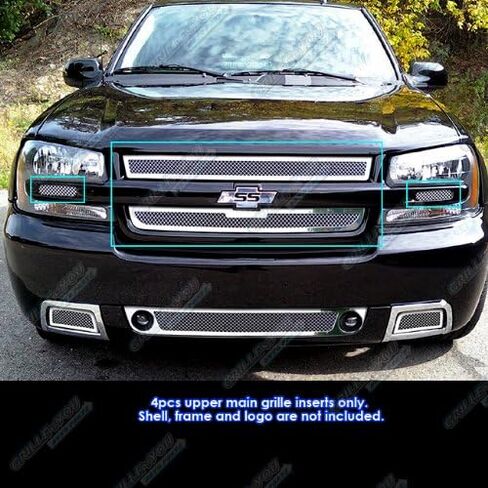 APS Compatible with Chevy Trailblazer 2006-2009 SS Main Upper Stainless Steel Chrome Mesh Front Grill Grille Insert S18-T86467C in Saudi Arabia