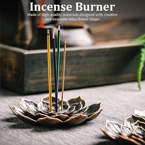 Incense Burner, Incense Stick Holder, Red Copper Lotus Incense Stick Holder and Detachable Ash Collector in Saudi Arabia