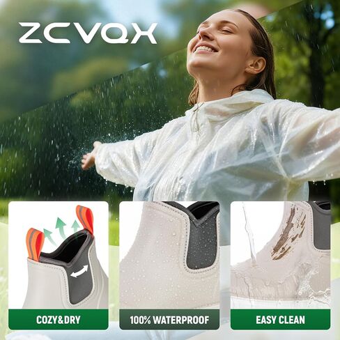 Women's Deck Boots Waterproof Ankle Rain Boots | Outdoor Fishing Garden Boots for Women, Anti-Slip Shoes, Lightweight Comfortable Work Shoes in Saudi Arabia