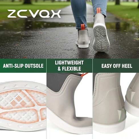 Women's Deck Boots Waterproof Ankle Rain Boots | Outdoor Fishing Garden Boots for Women, Anti-Slip Shoes, Lightweight Comfortable Work Shoes in Saudi Arabia