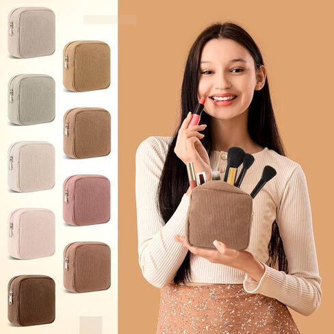 9 Pcs Sanitary Storage Pouch Mini Corduroy Makeup Bag Period Pouch Tampon Bag for Women Teacher Purse Small Portable Preppy Wallet Set with Zipper for Travelling(Vintage Color) in Kuwait