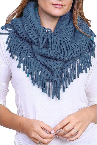 Winter Scarfs for Women - Fashion Warm Infinity Scarves with Fringe, Tassel - Crochet Cable Knit Scarf in Saudi Arabia