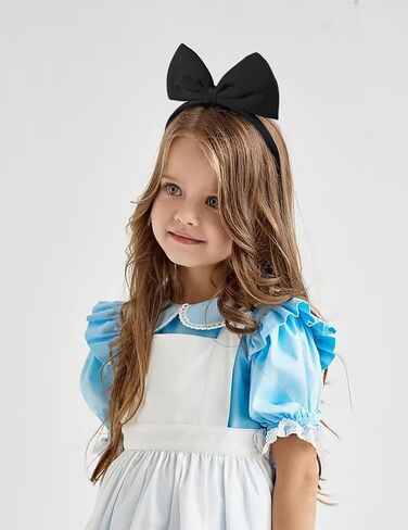 Huachi Black Bow Headband for Women Girls, Cute Big Bow Headbands Cosplay Costume Hair Accessories, Halloween Christmas Festivals Headdress Headpiece Adults Party Decoration in Kuwait