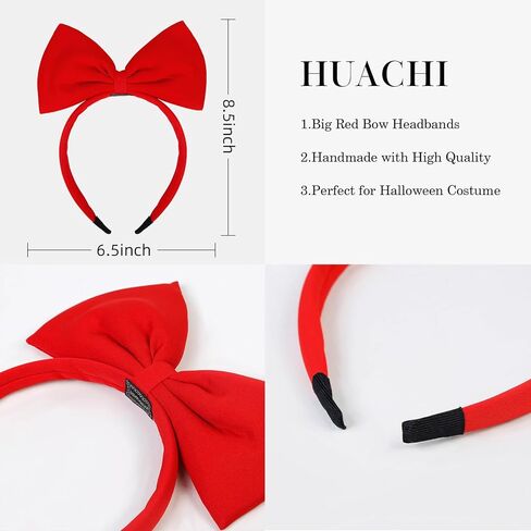 Huachi Black Bow Headband for Women Girls, Cute Big Bow Headbands Cosplay Costume Hair Accessories, Halloween Christmas Festivals Headdress Headpiece Adults Party Decoration in Saudi Arabia